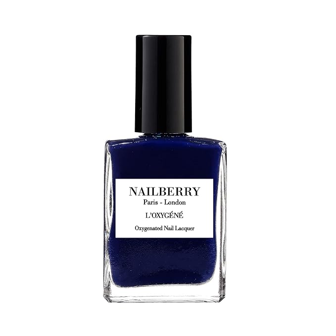 Nailberry L'Oxygéné Oxygenated Nail Lacquer | Number 69 | Dark Blue With A Hint of Gray Opaque | UV Protected Long-Wear Nail Polish | 12-Free | Vegan | Certified Halal | Cruelty & Gluten Free | 15 ml