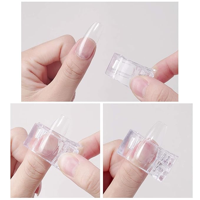 12Pcs Nail Tips Clip for Quick Building Polygel Nail Clips for Polygel Finger Nail Extension Manicure Nail Art Tool with 1Pcs False Nail Tip Trimmer