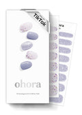ohora Semi Cured Gel Nail Strips (N Afterglow) - Blue, Glitter, Works with Any UV/LED Lamps, Salon-Quality, Long Lasting, Easy to Apply & Remove - Includes 2 Prep Pads, Nail File & Wooden Stick