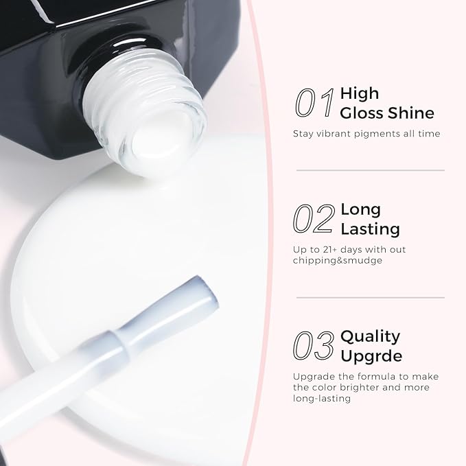 TOMICCA Milky White Gel Nail Polish, Nude Gel Polish Translucent Jelly Gel Polish Natural Color Soak Off UV White Gel Nail Polish for French Manicure