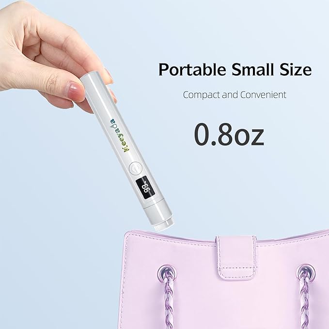 Handheld UV Light with Nail Stamper Head, 3W Portable LED Nail Lamp, Wireless Rechargeable USB Nail Dryer with Silicone Stamper, LCD Display Screen for Fast Curing Home DIY Manicure White