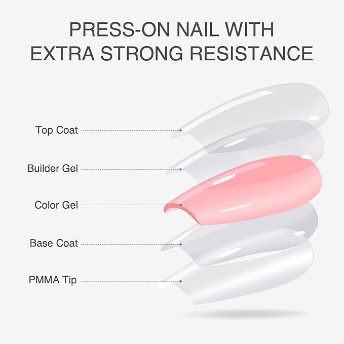 VSALON Press On Nails Short Almond, Light Apricot Gold Glitter Shimmer Sparkle Nails, Salon Quality Fake Nails Kit - 32 PCS Stick on Nails in 16 Sizes with UV Glue & Cuticle Oil