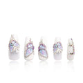 LOVFUL Press on Nails Holly Blue | Handmade with Full Covered Crystals | Reusable Fake Nails | Coffin Classic Regular 1.3 in | H23-L