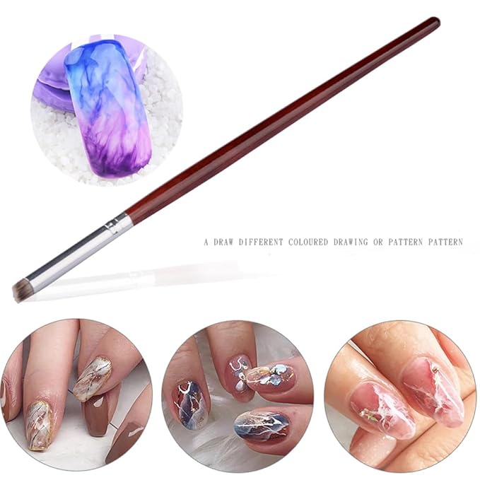 1 Pc Nail Brushes for Nail Art Professional Nail Art Brush/Manicure Gel Polish Brush/Gradual Color Blooming Nail Drawing Pen Nail Design Brushes (A)