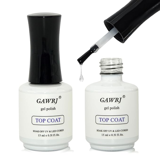 No Wipe Gel Top Coat 2 Packs, High Shine Mirror Finish UV LED Nail Polish, Low Odor Nail Care, 15ml Each - Professional Long Lasting Glossy Seal for Manicure
