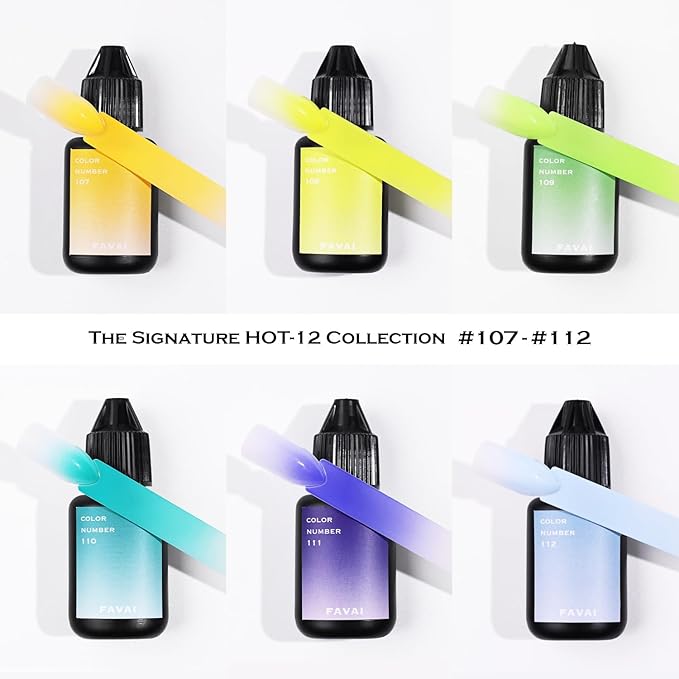 FAVAI Professional Airbrush Gel Nail Set - HOT 12 Collection | Original Airbrush Nail Formula | Fast-Dry, Smooth Gradient, Salon-Quality Finish Gel Nail Polish, Nail Design Decoration at Home,12 PCS