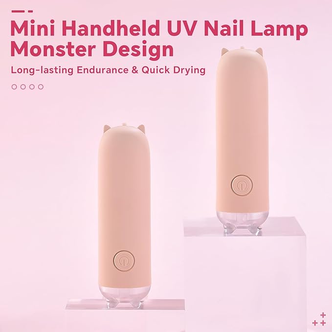 Mini Handheld UV Light for Gel Nails Portable Cordless Nail Lamp Rechargeable USB Nail Dryer Pen for Fast Curing, DIY Nails Tool, Pink, for Home DIY & Nail Salon