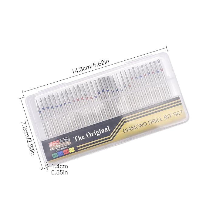 30PCS Diamond Nail Drill Bit Set Diamond Cuticle Nail Bits Kit Manicure Pedicure Remover Tools for Acrylic Gel Nails Cuticle Cleaner Nail Bit Kit