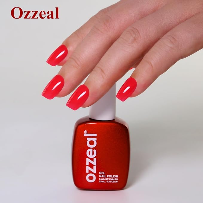 Neon Gel Polish, 0.5 Fl Oz Neon Red Gel Nail Polish Spring Summer Soak off LED UV Gel Nail Polish Art Starter Manicure Salon DIY Nail Gel Polish