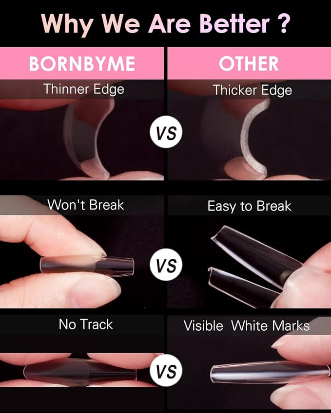 Soft Gel Nail Tips Long Coffin, 120PCS Pre Buff Full Cover Shaped Nail Extenison Tips Half Matte Gel X Nail Tips BORNBYME