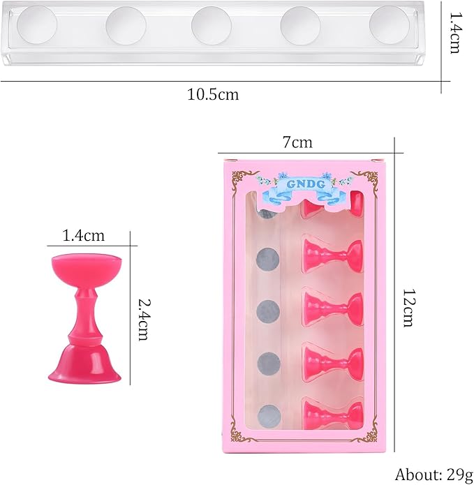 Etercycle Acrylic Nail Display Stand DIY Nail Crystal Holder Magnetic Practice Stands with Reusable Adhesive Putty Clay for False Nail Tip Manicure Tool(Rose pink)