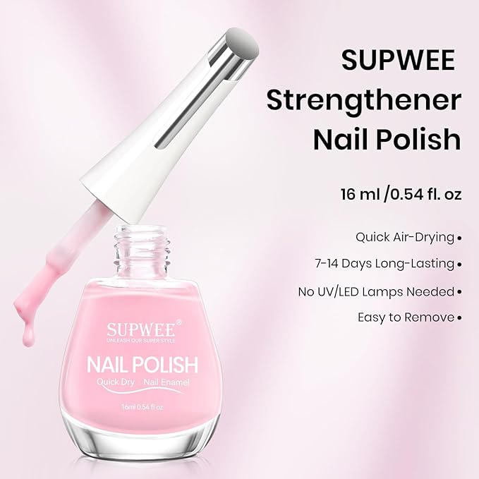Sheer Nail Polish Quick Dry，Regular Air Dry Fast Fingernail Lacquer Base Coat, Help Nail Strengthener, Hardener, Strong and Growth 0.54 fl.oz
