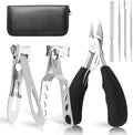 Toenail Clippers for Seniors Thick Toenails, Heavy Duty Toe Nail Clippers Adult Thick Nails Long Handle, 360° Rotating Nail Clipper, Large Toenail Clippers for Thick Nails 7Pcs