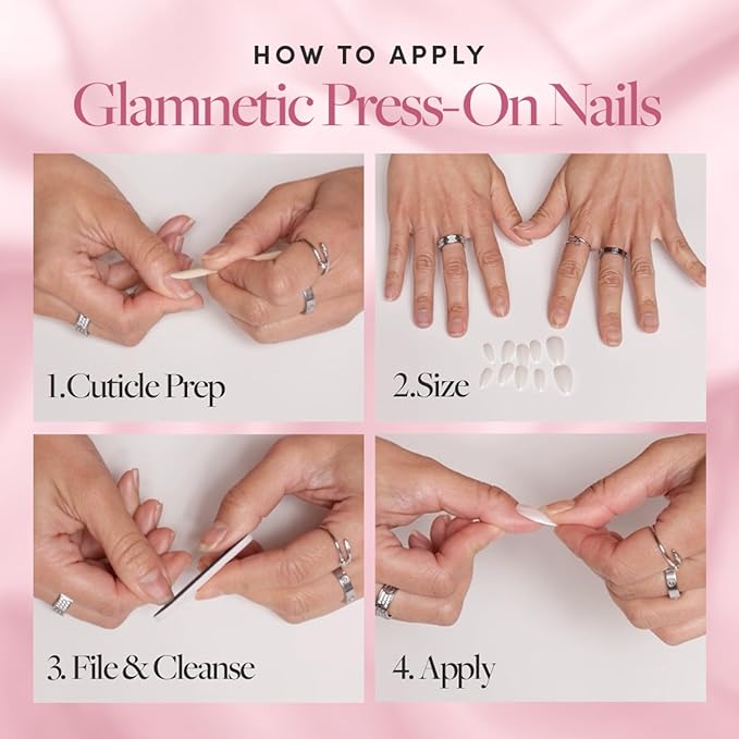 Glamnetic Press-On Nails & Brush-On Nail Glue | Ma Damn White French Tips, Short Almond Shape