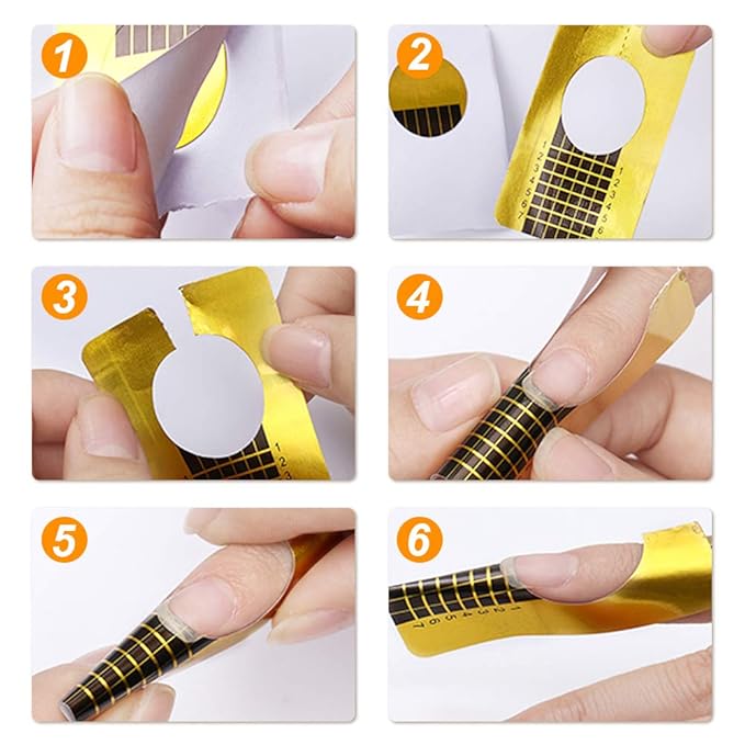 Yokilly Nail Forms for Acrylic Nails, 500PCS Poly Gel Nail Forms for Builder Gel Tips Guide for Salon Former Stickers with Numbers Marked for DIY Art