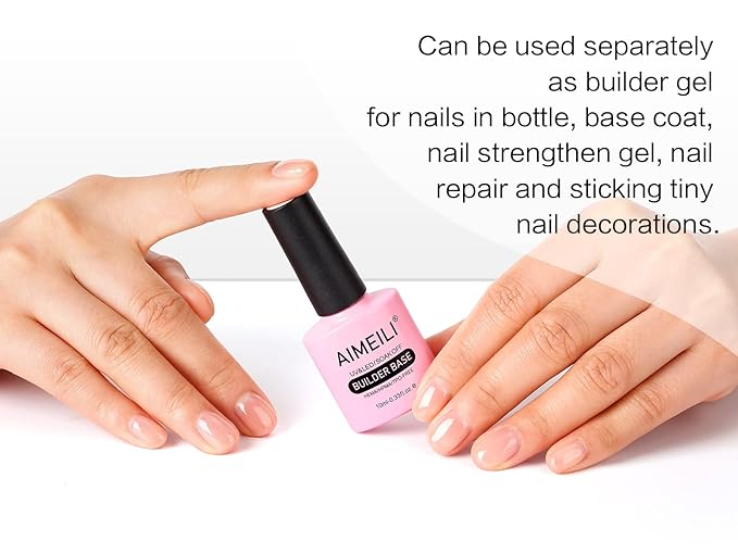 AIMEILI Hema Free 5 in 1 Builder Base Gel, Cruelty Free, Vegan, Strengthener Hard Gel for DIY Nail Art Manicure 10ML-149
