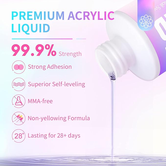 SAVILAND 4.06 oz Monomer Acrylic Nail Liquid – 120ml Acrylic Liquid for Acrylic Powder Non-Yellowing Formula for Acrylic Nails Application Nail Extension & Carving Nail Starter Home DIY