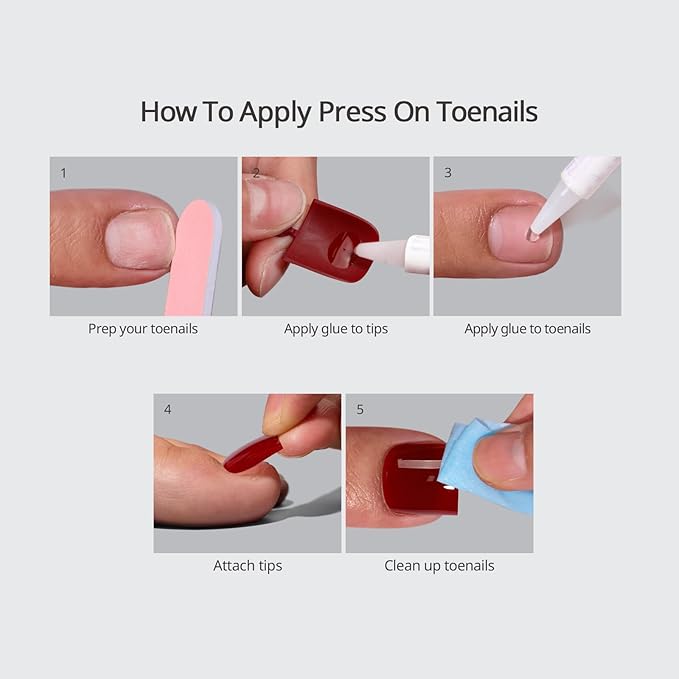 BTArtbox Press On Toenails - Sharp Square Glaze White French Tip Toe Nail Press Ons with Glue for Women, Opaque Fake Toe Nail Tips in 15 Sizes - 30 Toenails Kit, Electrophile