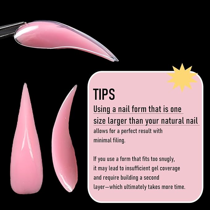 Deep Curved Stiletto Nail Dual Forms for Poly Gel Extension, 3D Eagle Claw Nail Mold, Long Cat Claw XXL Hawk Curve Sculptural Reusable Full Cover Nail Form 140 Pcs 14 Sizes Q45