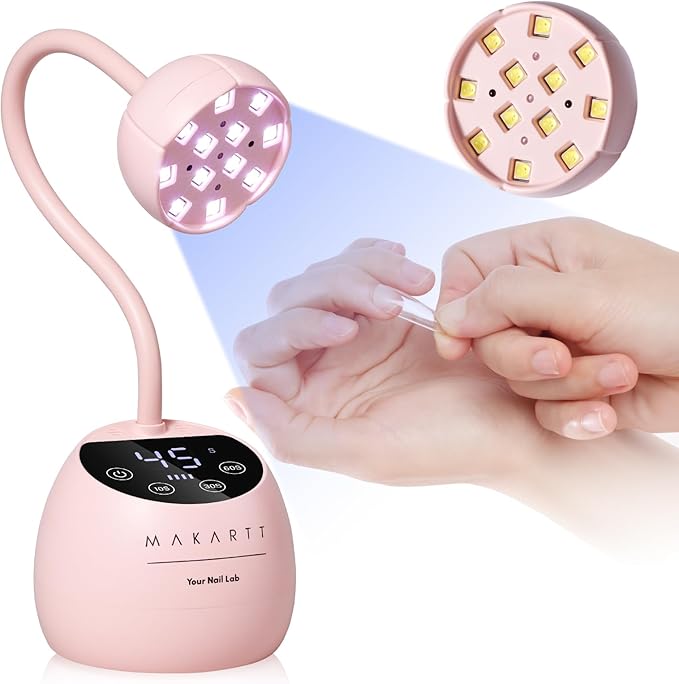 Makartt UV LED Nail Lamp - Gooseneck UV Light for Gel Nails Cherie Cordless USB 39mW/cm² Gel Lamp with 4 Times & Auto Sensor Professional Fast Flash Curing Polish Nail Art