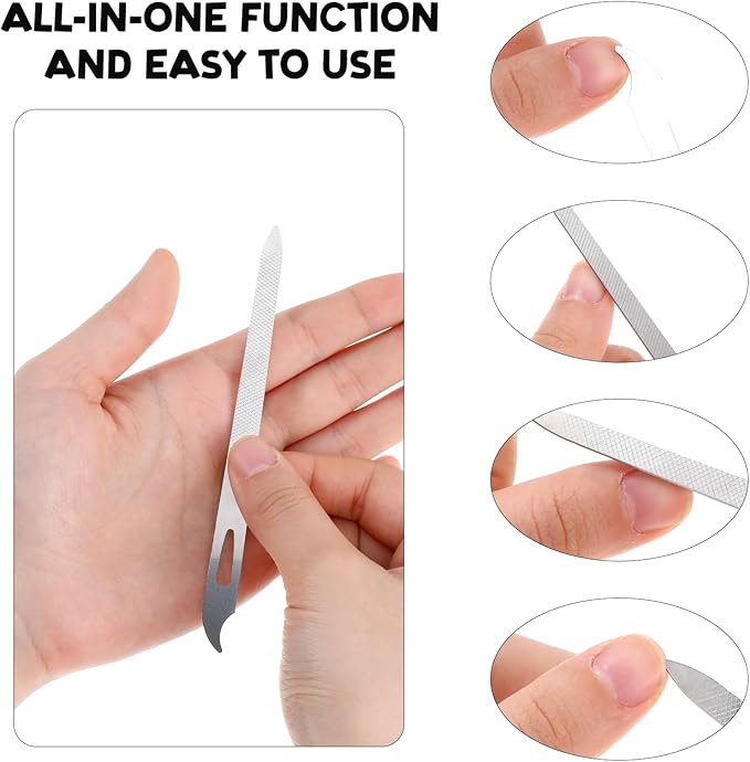 6PCS Metal Fingernail File, Double Sided Metal Nail File, Durable Thin Stainless Steel Nail Files for Filing Polishing, Manicure Pedicure Toenails Gentle Care Tools