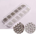3D Nail Caviar Beads for Nail Art Metal Mini Nail Ball Beads Nail Studs DIY Decorations Accessories (White K and Silver)