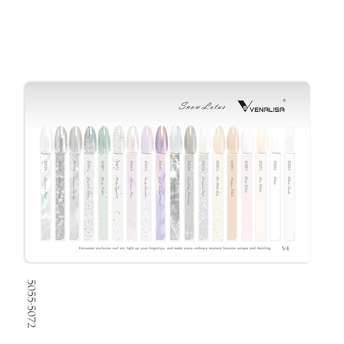 VENALISA V4 22 Pcs 10 ML White Gel Nail Polish Set with Color Card, Cat Eye Milky White Glitter Gel Polish Color Nail Art Starter Manicure Salon DIY at Home