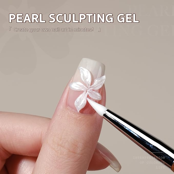 GAOY Pearl 3D Sculpting Gel for Nail Art, 15g Solid Nail Gel Non-Sticky Hard for Carving Molding and Building, Pearlescent White