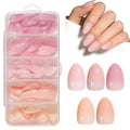 AILLSA RealFit Nude Pink Press On Nails Short Almond - Pre-Shaped 4 in 1 False Nail Tips Set, Long Lasting Nail Extensions for Salon Home DIY Gifts 150 PCS