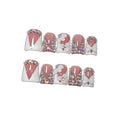 10pcs Press on Nails with Tools Kit, Short Duckbill Glossy White French Tips, Crystal Rhinestones & 3D Floral Designs, Icy Shimmer Finished Salon Nails, Reusable for Special Events (Size S)