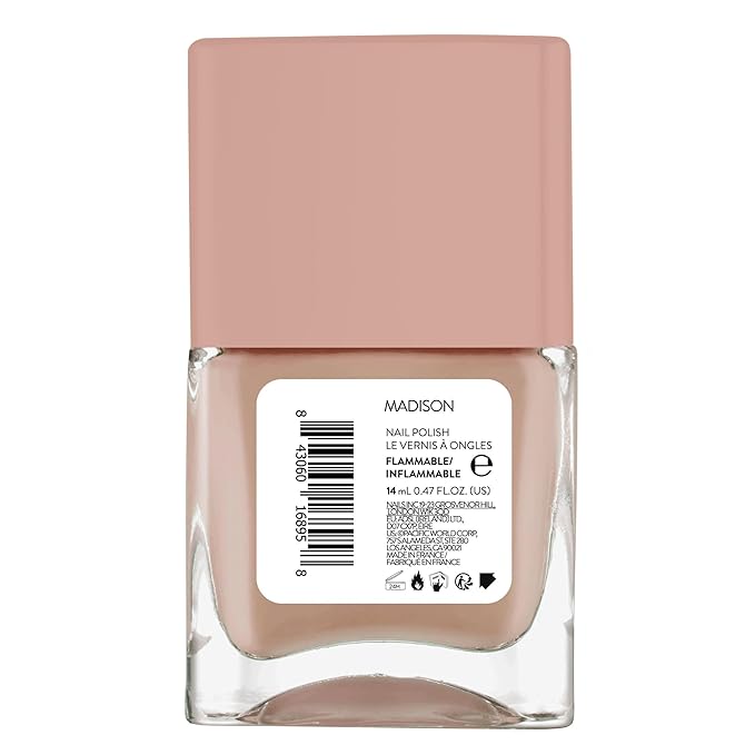Nails Inc It's Topless Gel-Like Nail Polish, 4-in-1 Base Coat, Treatment, Color & Top Coat, Long Lasting, Strong, Chip Free Nails, Glossy Salon Quality Manicure, Air Dry, Madison, 0.47 Fl Oz
