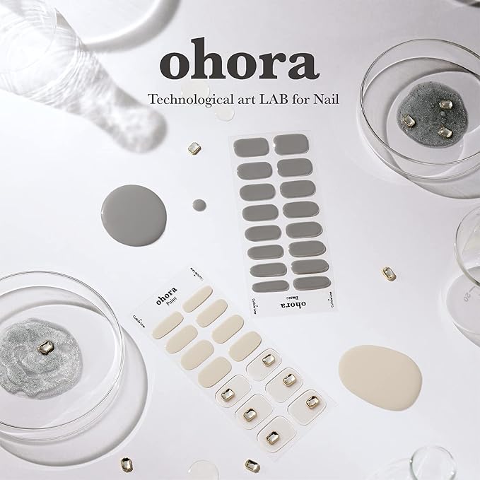 ohora Semi Cured Gel Pedi Strips (P Before Sunset) - Blue/Orange, Pattern, Works with UV/LED Lamps, Salon-Quality, Long Lasting, Easy to Apply & Remove - Includes 2 Prep Pads, Nail File & Wooden Stick