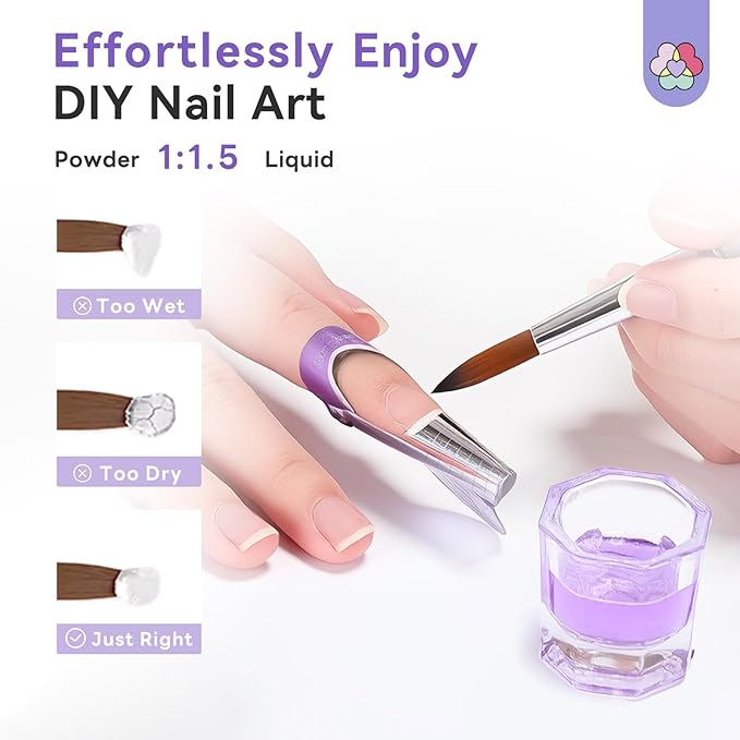 SAVILAND Acrylic Nail Kit Low Odor: Bio-Sourced Nail Kit Acrylic Set with Bio-Based Keratin Clear Powder and Liquid Set Size 12 Kolinsky Brush File Forms & Tools for Professionals Home Salon Manicure