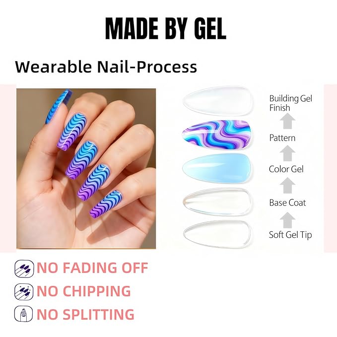 Press-On Nails, Heart Design False Nails, Pink White Glossy Fake Nails with Rhinestone, 24Pcs Reusable Artificial Nails Kit