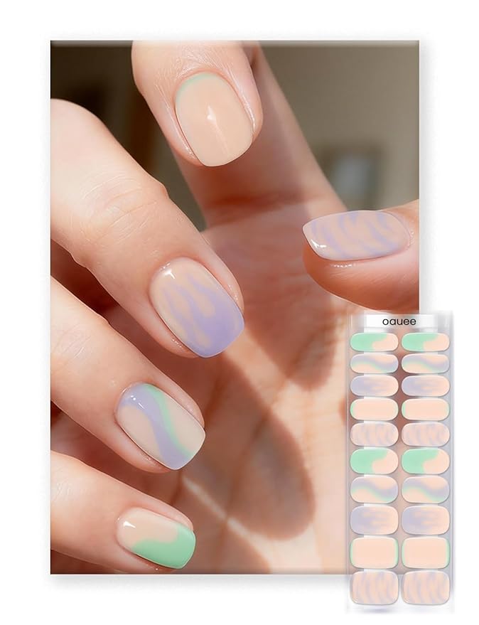 Semi Cured Gel Nail Strips | Built-In Gel Top Coat | UV Light Required | Salon Quality, Easy Application And Removal (Violet Spark ）