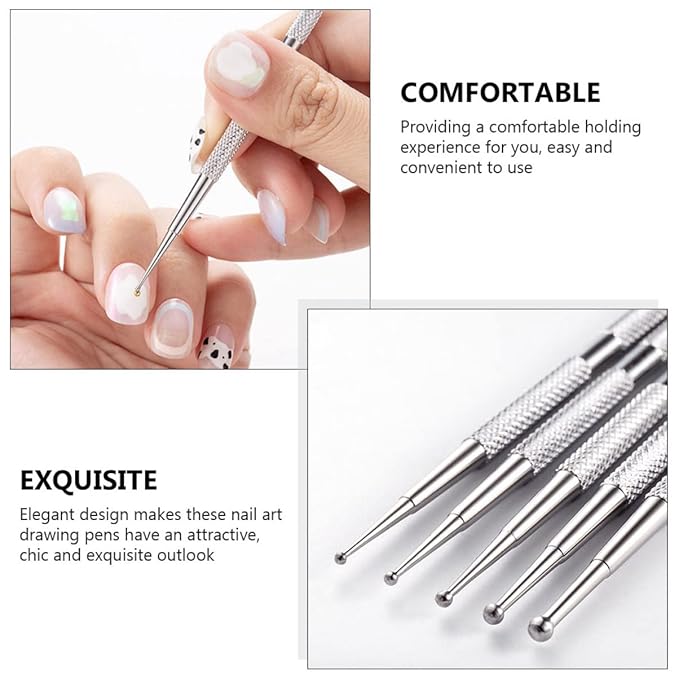 Beaupretty 5pcs Nail Dotting 2 way dotting pen nail dotting tool dotting tools set Pen Ball Embossing