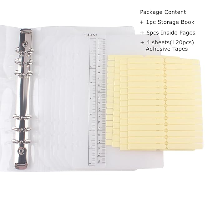 MZCMSL 1pc Press On Nail Organizer, Nail Storage Display Packaging (included 6pcs inside pages), Keep Press On Nails Organized with 4 Sheets(120pcs) Adhesive Double Sided Tapes