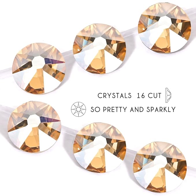 Novani Golden Shadow Rhinestones 1440pcs Flat Back Round Rhinestone Style 2088 Sparkly Crystal Gemstones for Nail Art and Crafting SS20,4.6-4.8mm