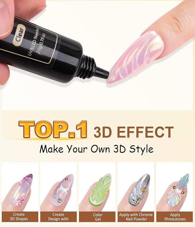 No.1 Metallic Gold Chrome Nail Powder Mirror Effect Kit with 20g 3D Gel Nail Art Sculpture Clear 100% Non-Toxic for Nails Extension, DIY at Home Salon, Gold Chrome Nail Art Supplies