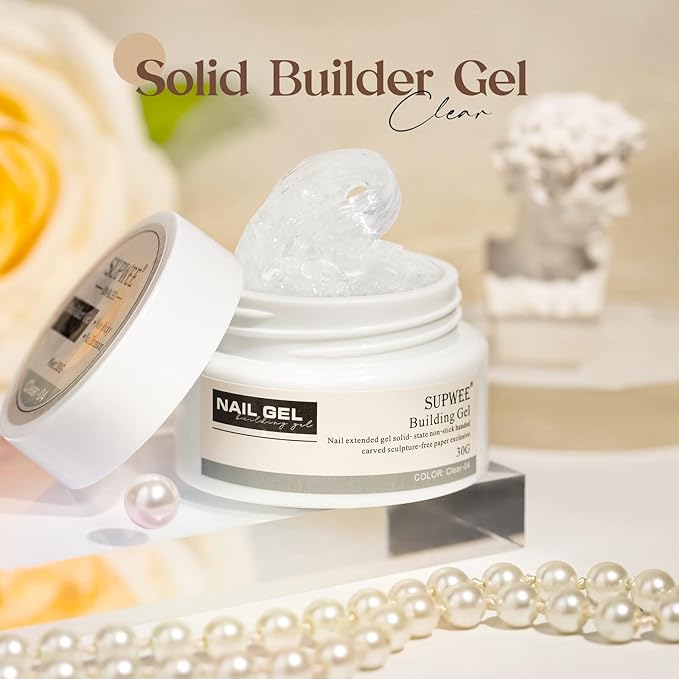 3D Nail Gel Solid Builder Gel for Nail 30g Clear Extension Non Stick Hand Sculpting Gel Hard Gel for Nail Carving Modeling Nail Art Soak Off Manicure DIY at Home