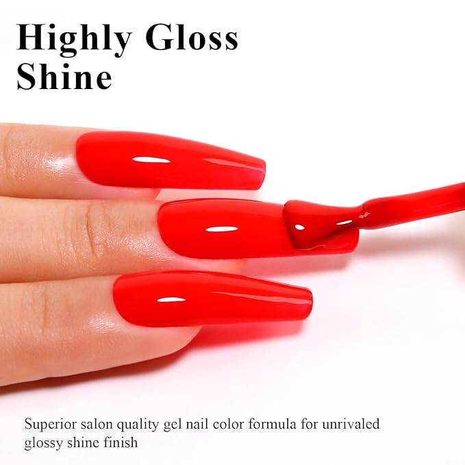 Imtiti Neon Red Gel Nail Polish, 0.5 Fl Oz Bright Red Gel Polish Soak Off Spring Summer DIY Nail Art Starter Manicure Salon