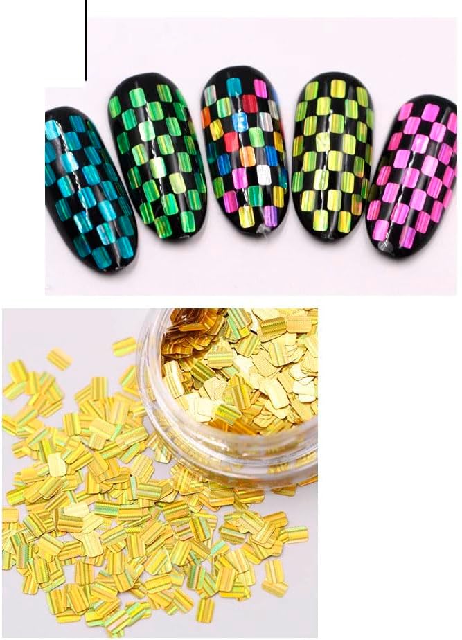 12 Colors 3D Nail Laser Square Sequins Holographic Manicure Charms Glitter Nail Art Paillettes Sparkle Decoration for Women Girls