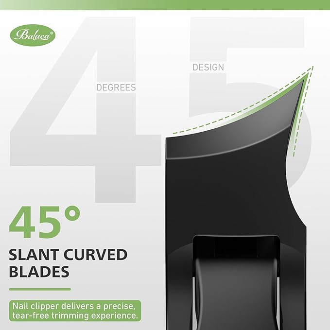 Slanted Curved Blade Ingrown Toenail Clippers for Thick Toenails, Angled Toe Nail Fingernail Cutter Trimmer for Seniors and Men - Black (Black Nail Clipper with File)