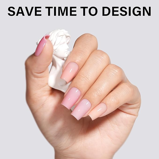 AILLSA RealFit Nude Pink Press On Nails Short Coffin - Long Lasting Pre-Shaped Natural False Nails, Fake Nails Extensions for Salon Home DIY Gifts 150 PCS