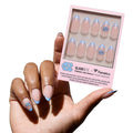 Glamnetic x Fanatics Press On Nails - North Carolina Tar Heels | Short Almond Fake Nails, Collegiate Tar Heels Blue French Tips, College Nails, Salon-Quality | 15 Sizes - 30 Nail Kit with Glue