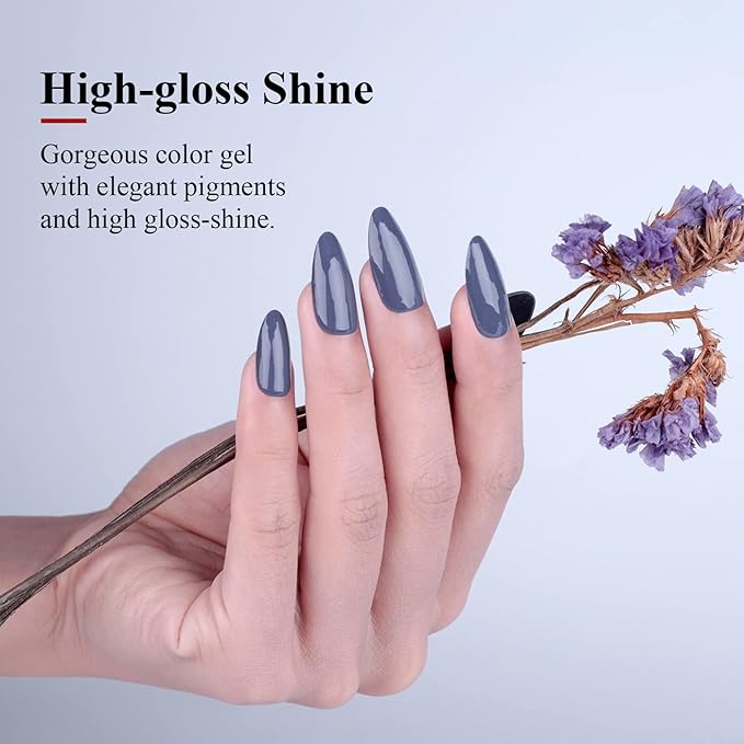Imtiti Gel Nail Polish, 0.5 Fl Oz Lavender Grey Color Soak Off LED UV Polish for DIY Nail Art, Manicure Salon Kit for Women Girls
