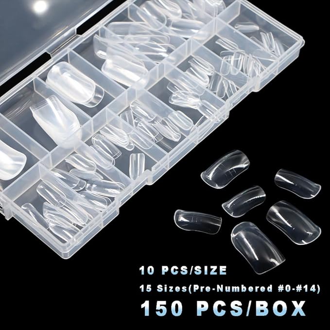 Toe Dual Nail Forms for Poly Gel & Builder Gel Toenail Extension - 150Pcs Reusable Full Cover Oval Toenails Molds, 15 Sizes Nail Art Design Molds for Salon & Home DIY Pedicure