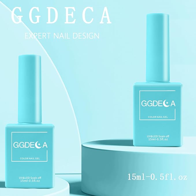 15ML Pastel Blue Gel Nail Polish, Light Blue Gel Polish, Same Color Same Bottle,High Gloss U V Soak Off Nail,DIY Sparkle Manicure Salon