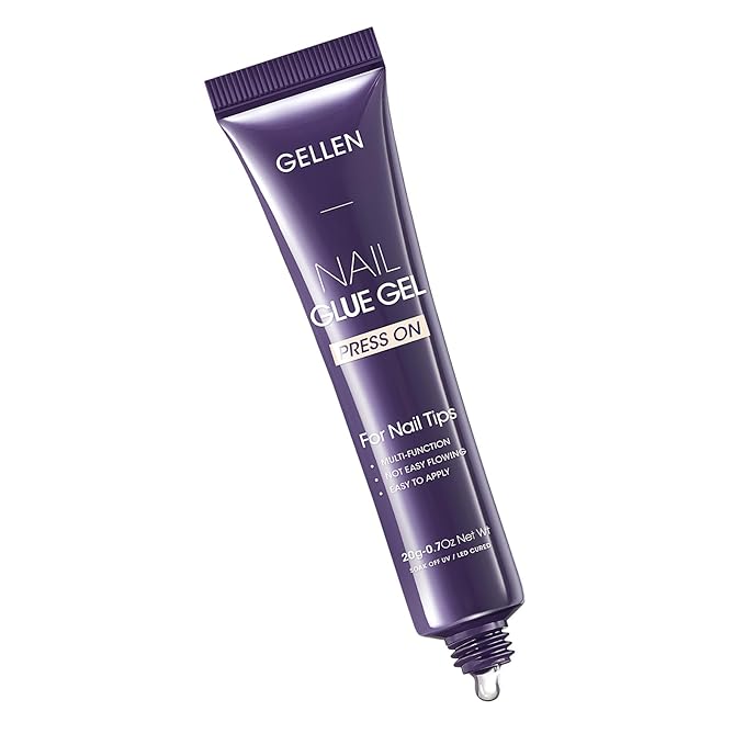 Gellen Semi Solid U V Nail Glue Gel for X Nail Tips, 4 in 1 Super Sticking for Press on Nail, Multifunctional Rhinestone Glue for Nails