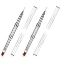 2PCS Double Ended Nail Builder Gel Brush French Tip Brush Hard Gel Brushes Nail Liner Brush Rhinestone Handle Nails Art Brushes for Nails Design Professional NailArt